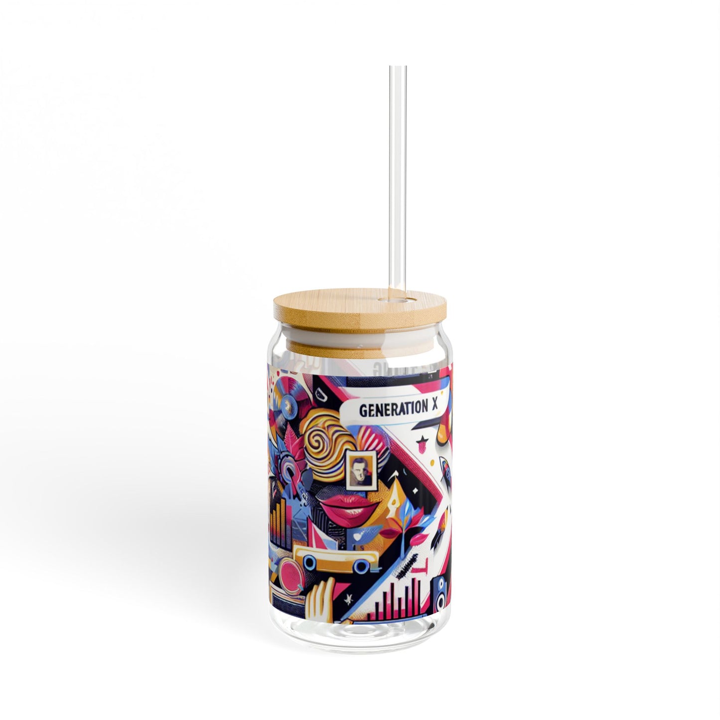 Stylish 16oz Sipper Glass with Straws - Generation X Design - Perfect for Parties & Everyday Use