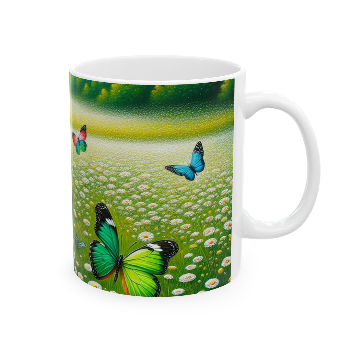 Butterfly & Daisy Ceramic Mug | Nature-Inspired Coffee Cup | Perfect Gift for Springtime Celebrations