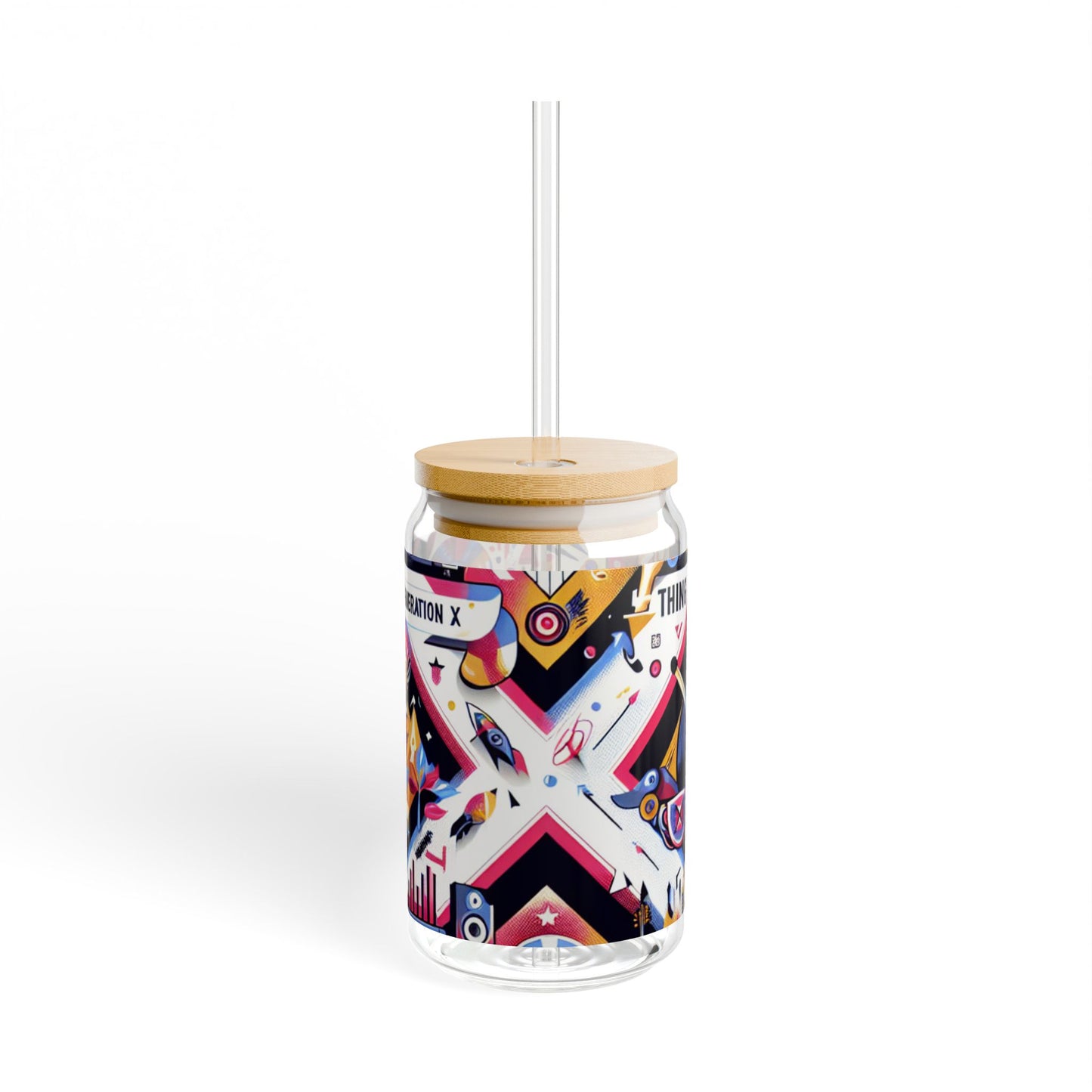 Stylish 16oz Sipper Glass with Straws - Generation X Design - Perfect for Parties & Everyday Use