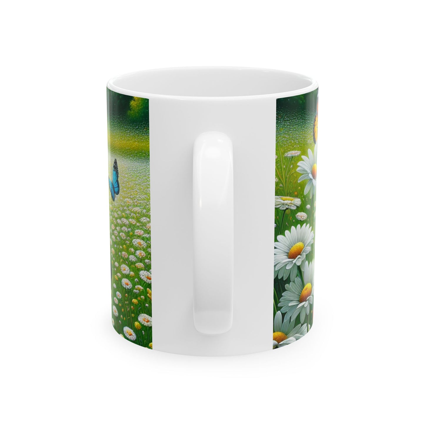 Butterfly & Daisy Ceramic Mug | Nature-Inspired Coffee Cup | Perfect Gift for Springtime Celebrations