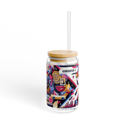 Stylish 16oz Sipper Glass with Straws - Generation X Design - Perfect for Parties & Everyday Use